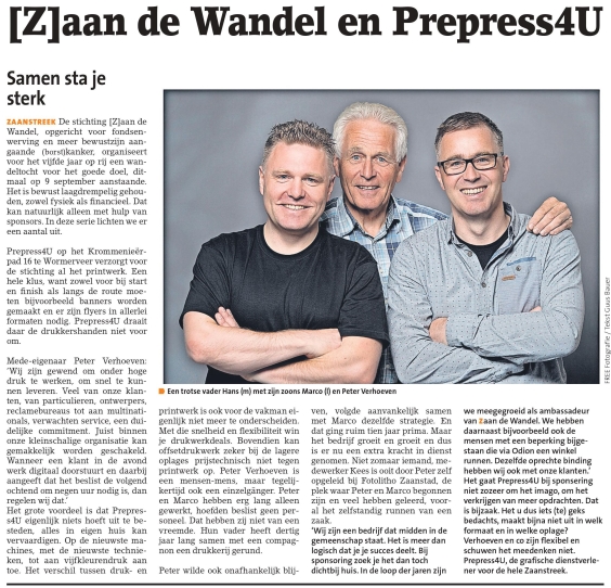 [Z]aan de Wandel en Prepress4u - Sterk met elkaar